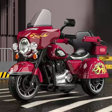 RECHARGEABLE FIRE PRINT RIDE ON BIKE WITH LIGHT AND SOUND